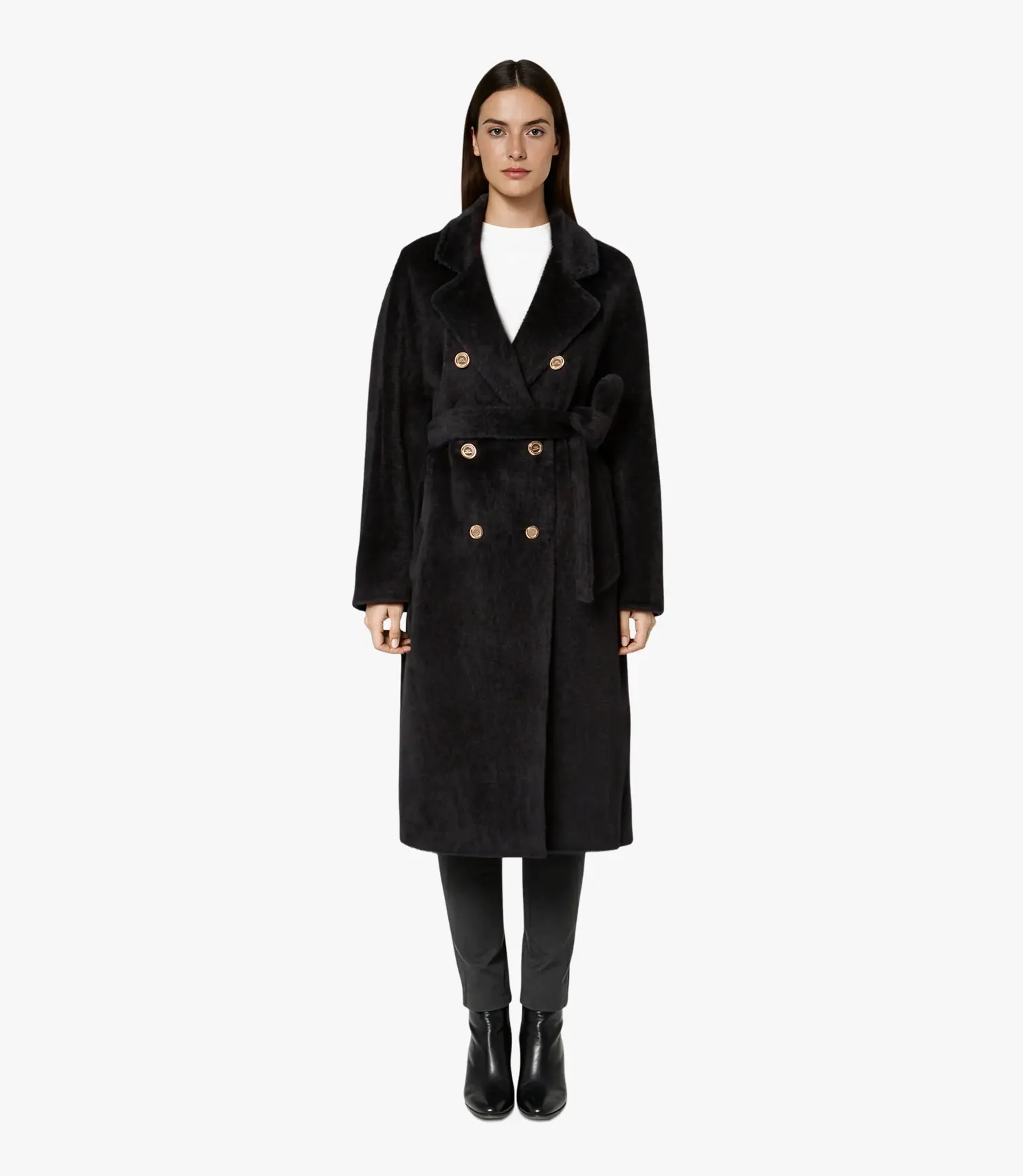 Coat worn by an AI-generated model