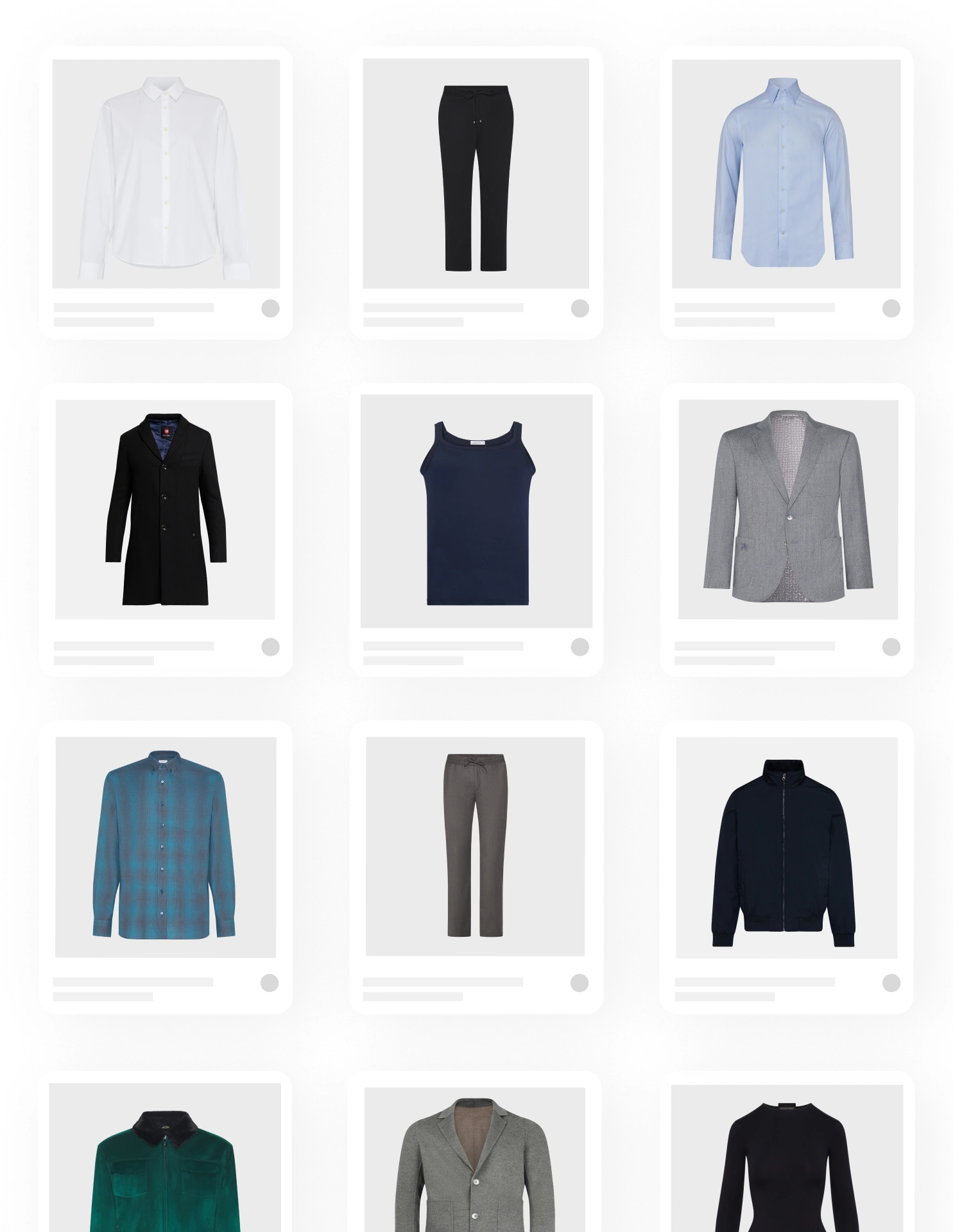 Grid of standardized supplier product packshots on white backgrounds