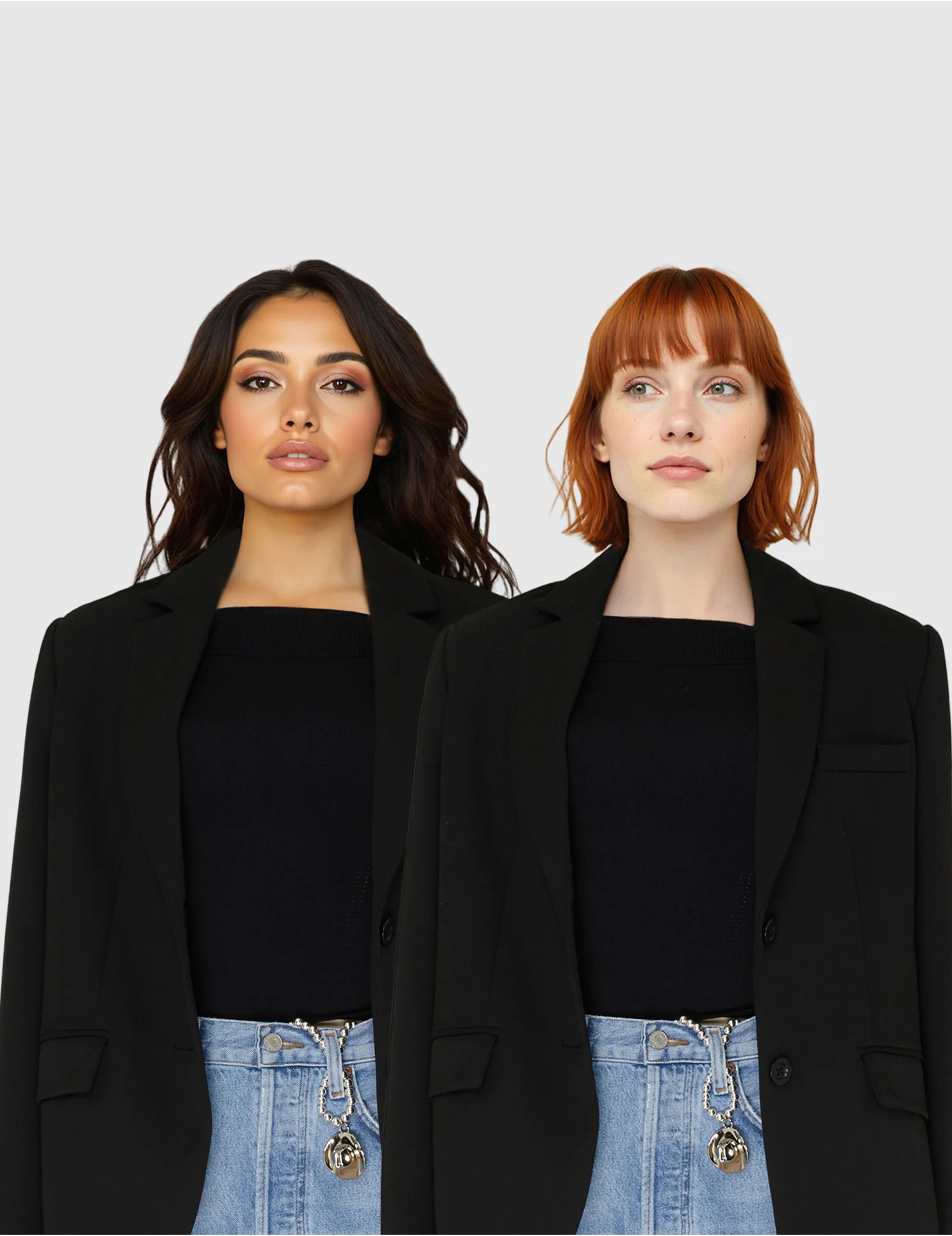 Same outfit shown on two different AI models