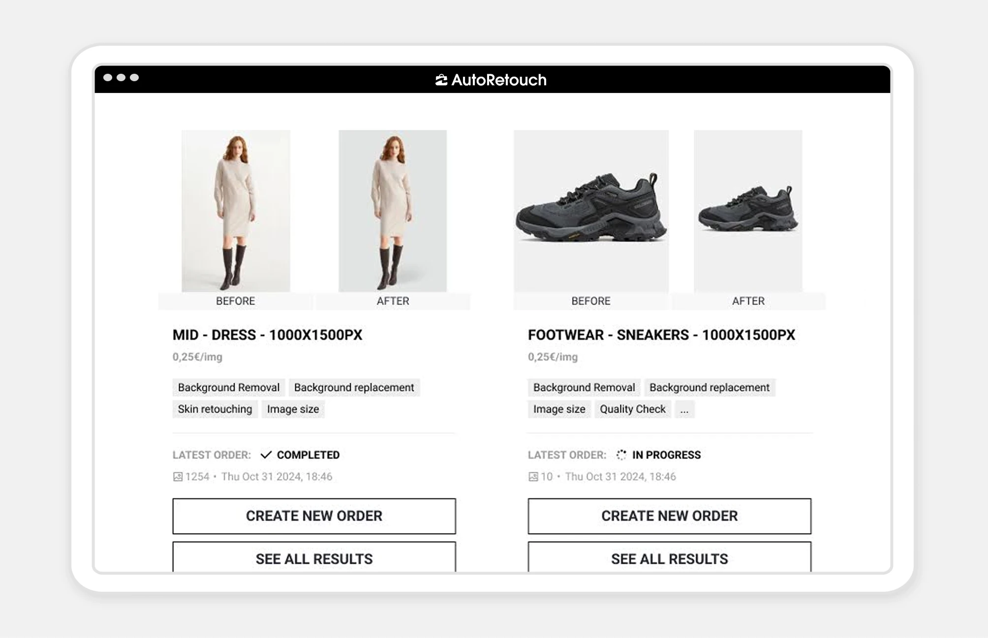 Custom editing workflows in the AutoRetouch account