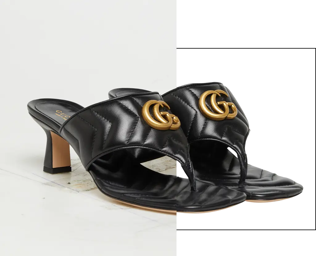 Sandal before and after background removal