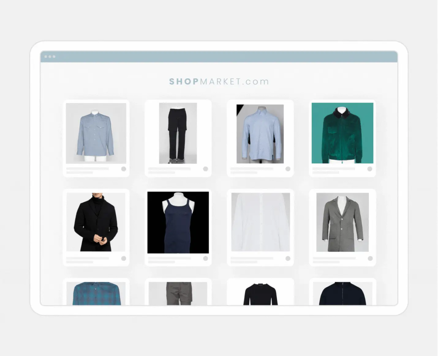 Online shop catalog with consistently edited product images