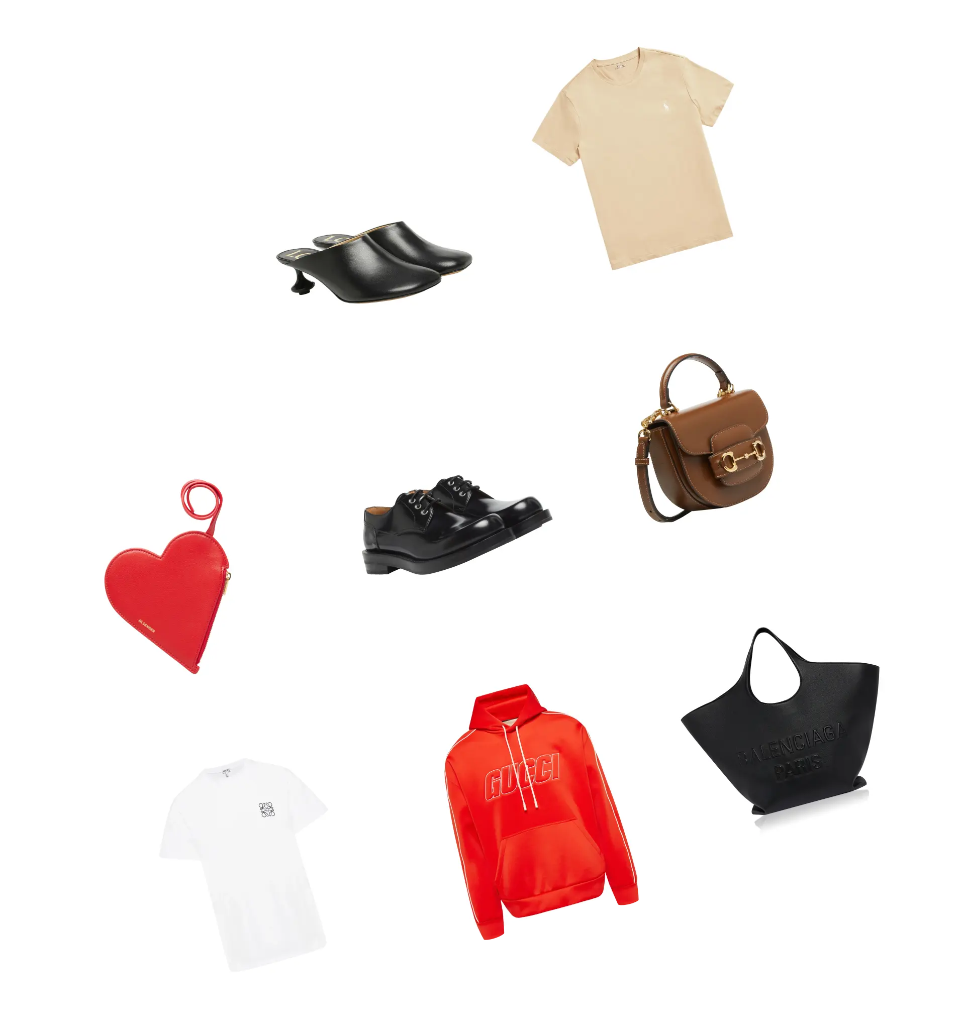 Edited product images of shoes, bags and apparel on clean backgrounds