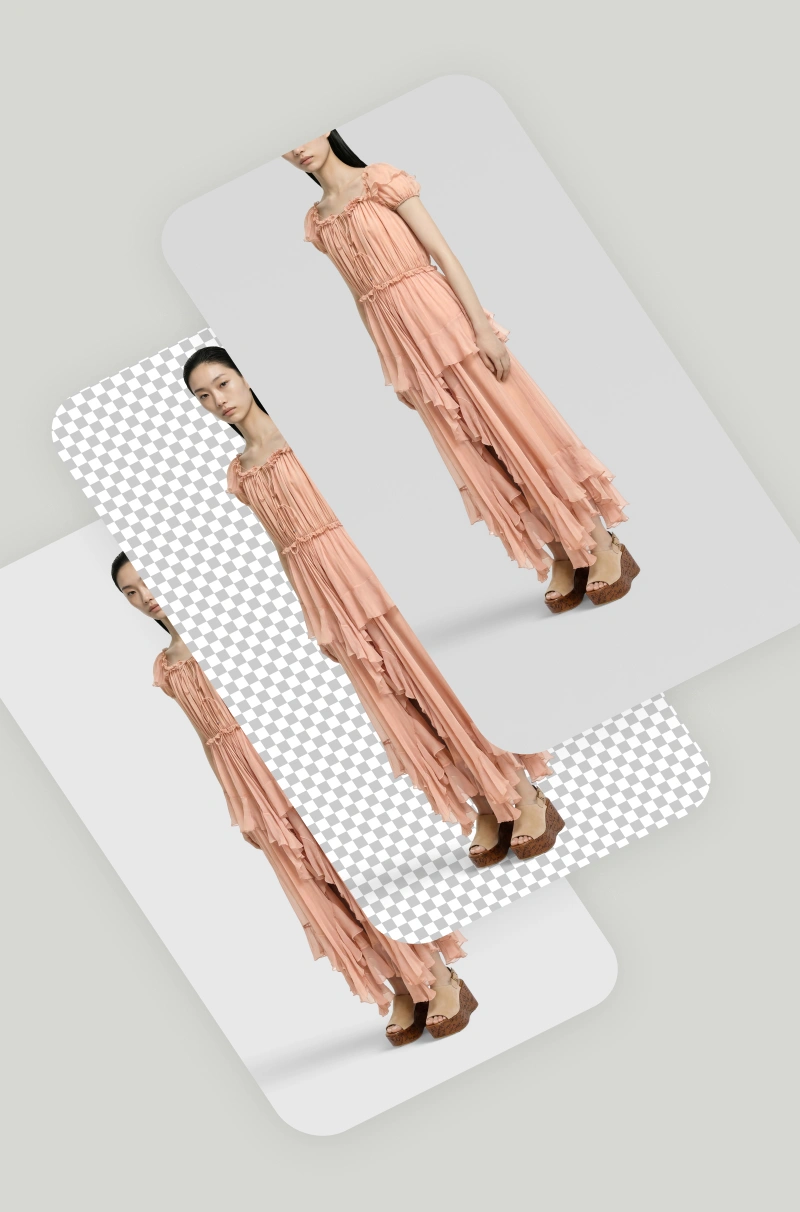 AI Editing: background removal on a fashion image